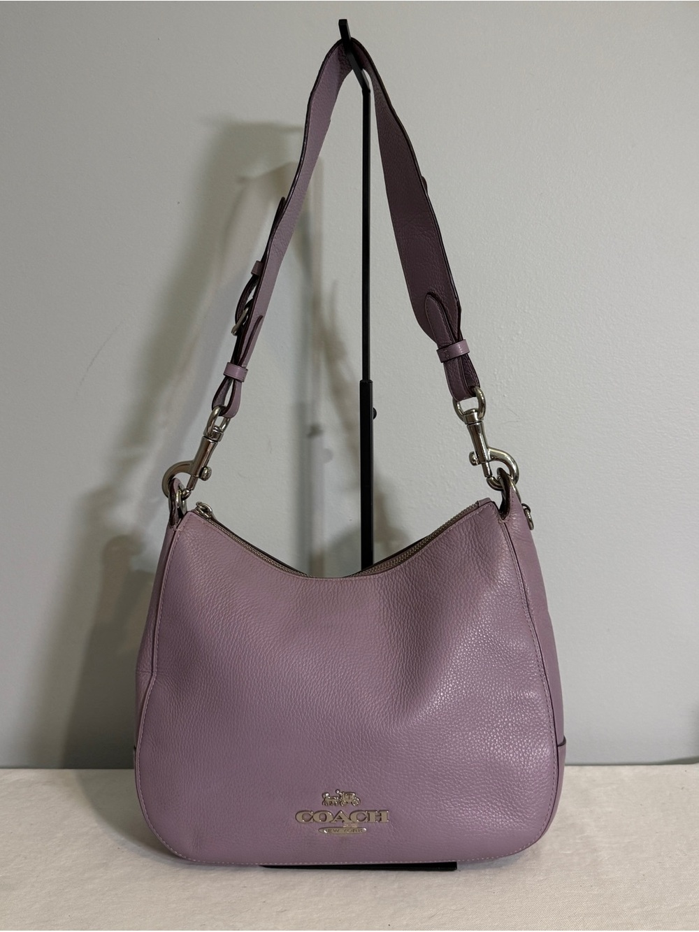 Coach Jes Hobo Shoulder Bag Lilac Purple Pebbled Leather F76695